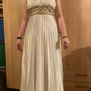 White Grecian formal dress